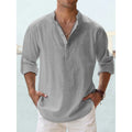 Cotton Linen Shirts for Men Casual Shirts Lightweight Long Sleeve Henley Beach Shirts Hawaiian T Shirts for Men Streetwear