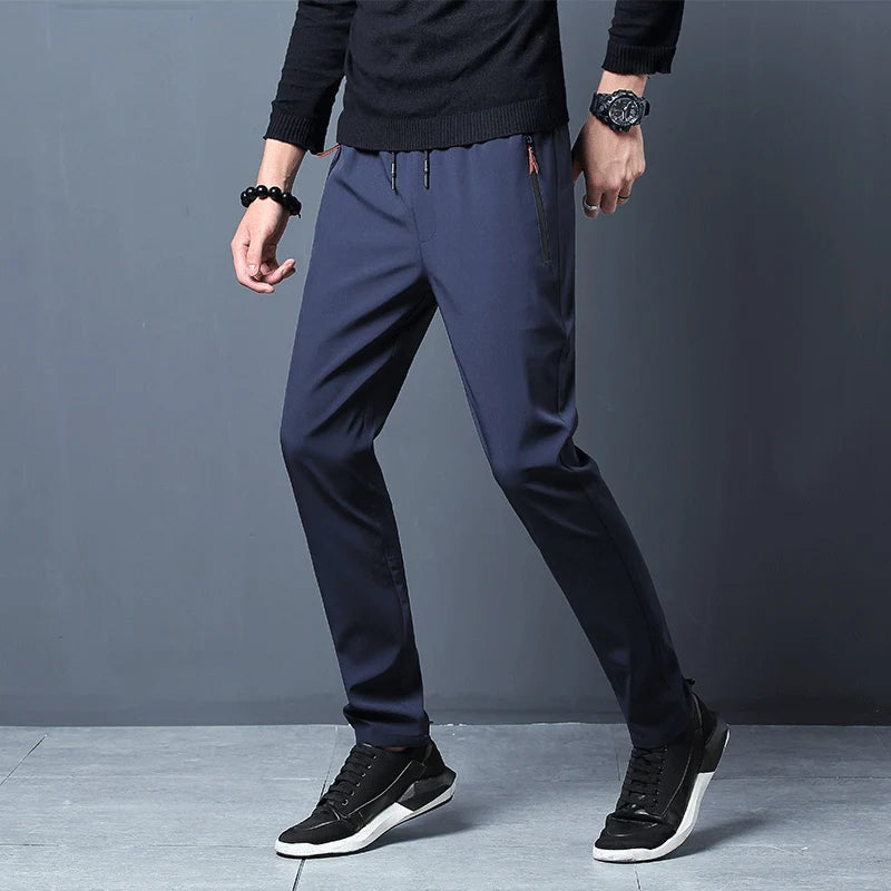Mens Summer Ice Silk quick drying casual pants slim fit