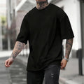 Cotton  Mens T-shirt Solid Color Casual Quality Short Sleeve Outdoor Jogging T-shirt Soft Loose Black White Tees