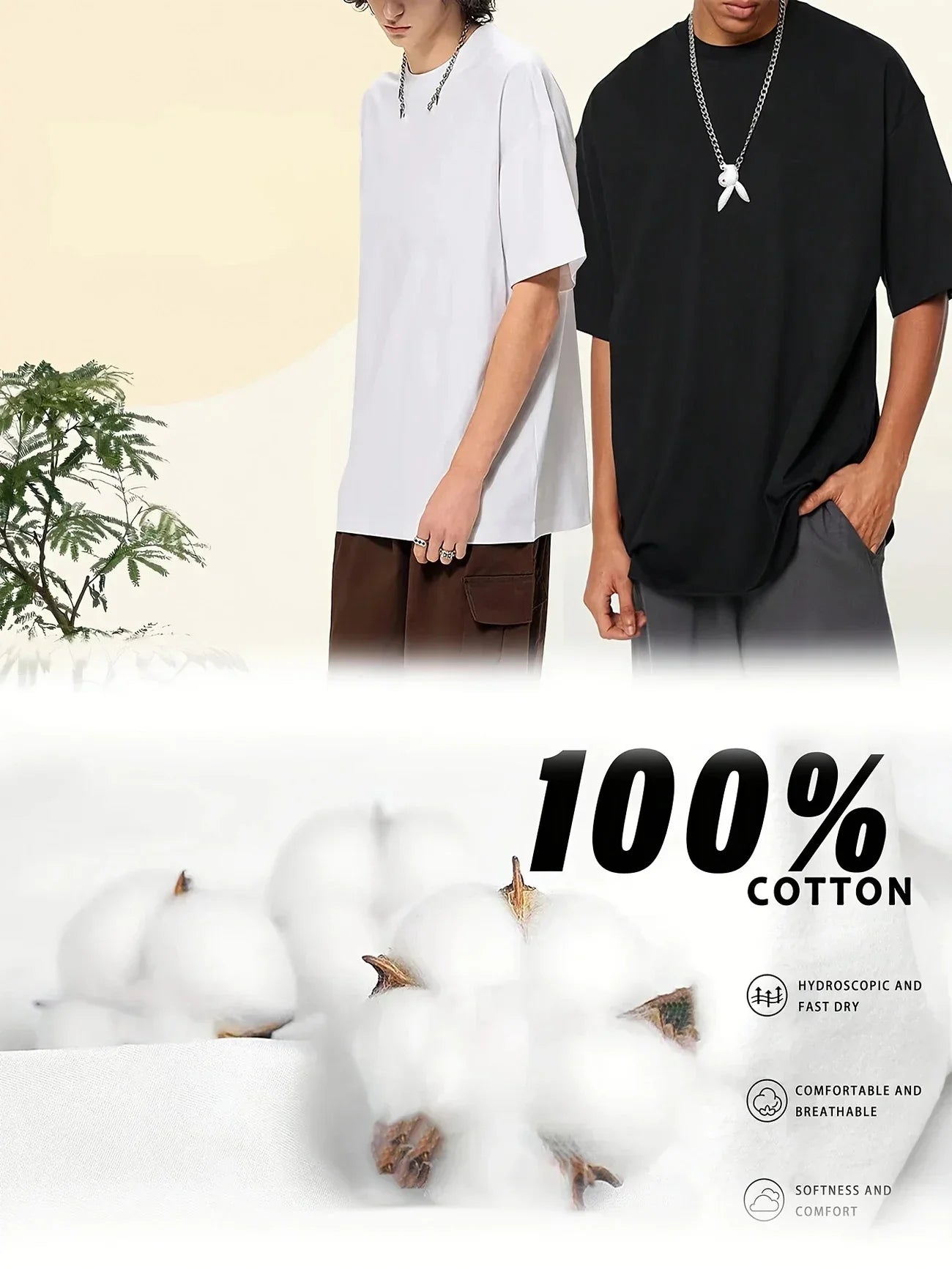 Cotton  Mens T-shirt Solid Color Casual Quality Short Sleeve Outdoor Jogging T-shirt Soft Loose Black White Tees